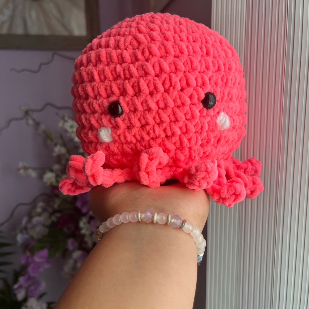 Crochet Plush Pink Octopus Toy